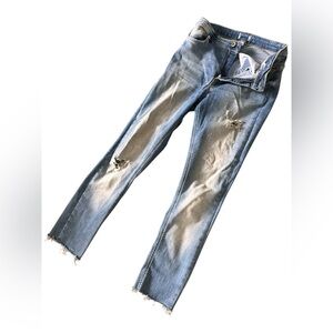 Distressed Light-Wash Skinny Jeans